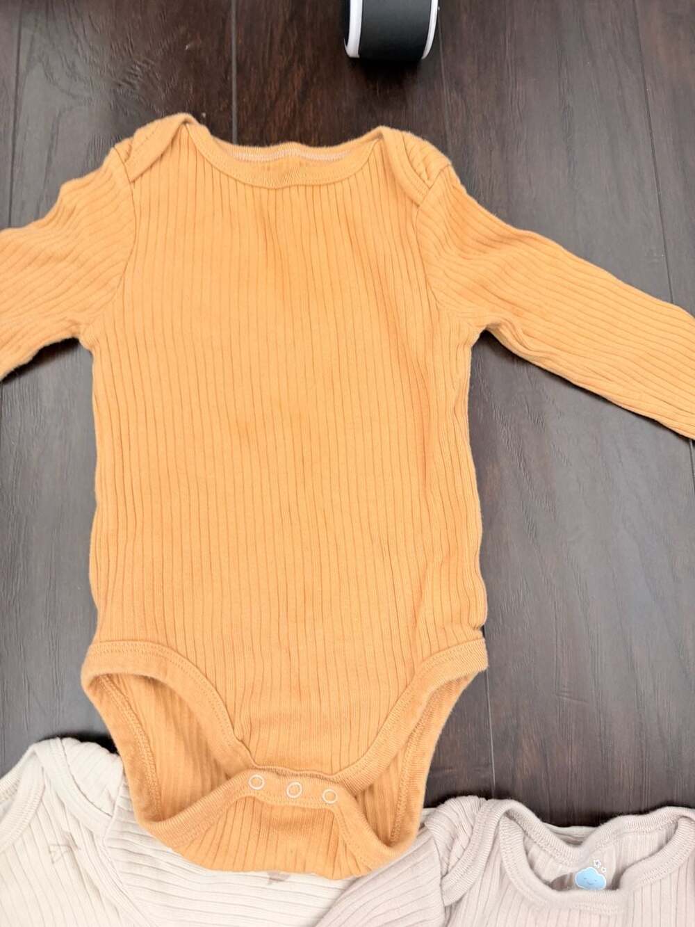 Cloud Island Baby 3pk Long Sleeve Ribbed Bodysuits Mustard/Tan/White Bird Print - Picture 6 of 7